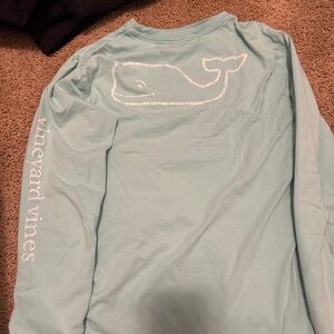 Vineyard Vines Kids Light Blue Long Sleeve Tee with Whale Back Graphic